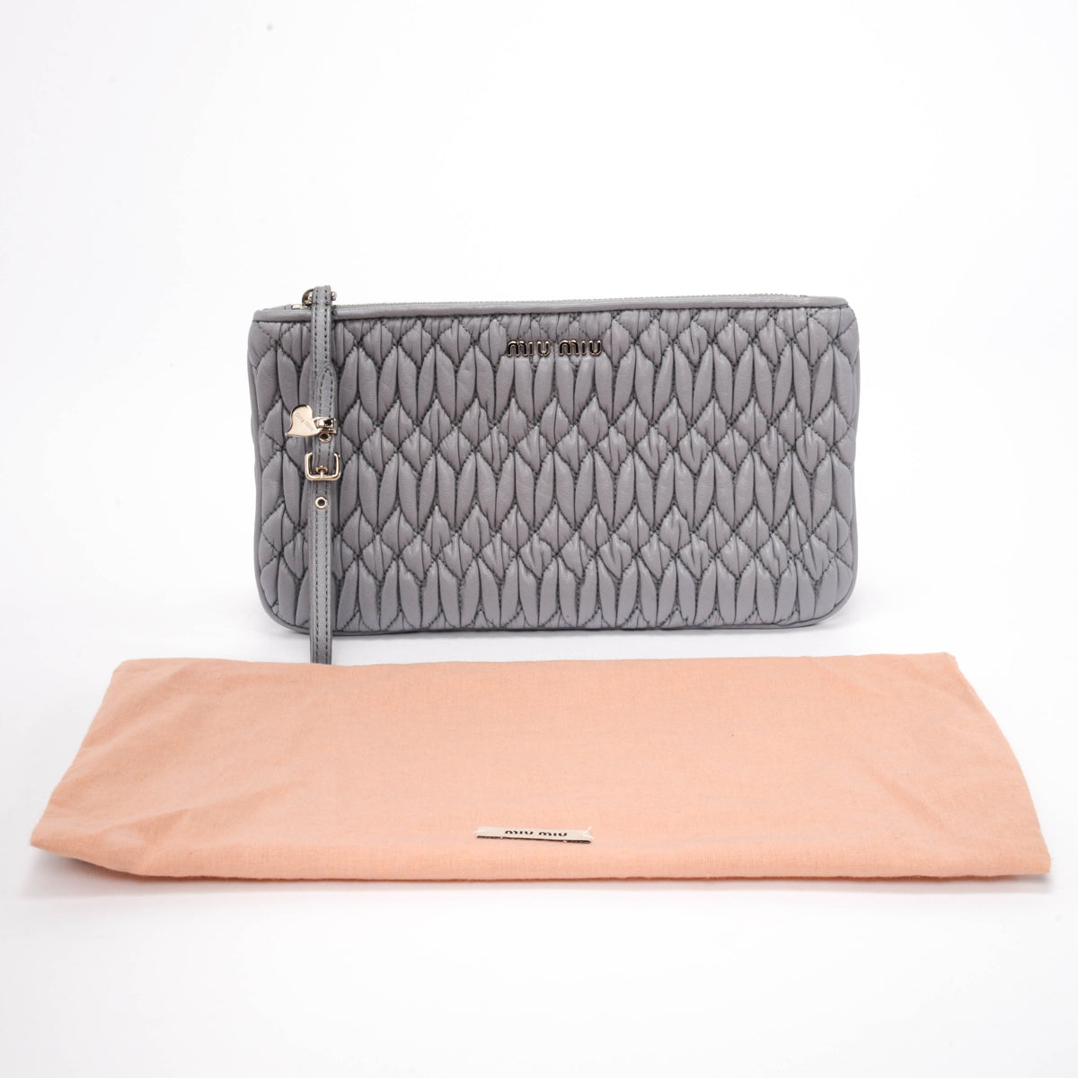 Miu Miu Dusty Blue Matelasse Small Wristlet