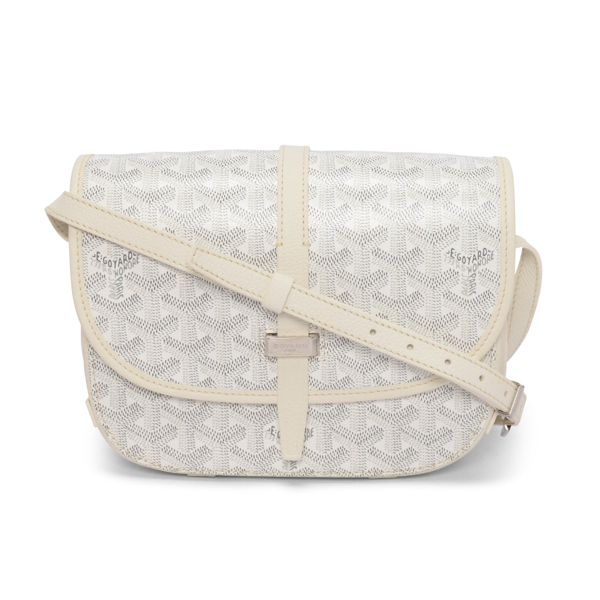 Goyard White Goyardine & Calfskin Belvedere PM