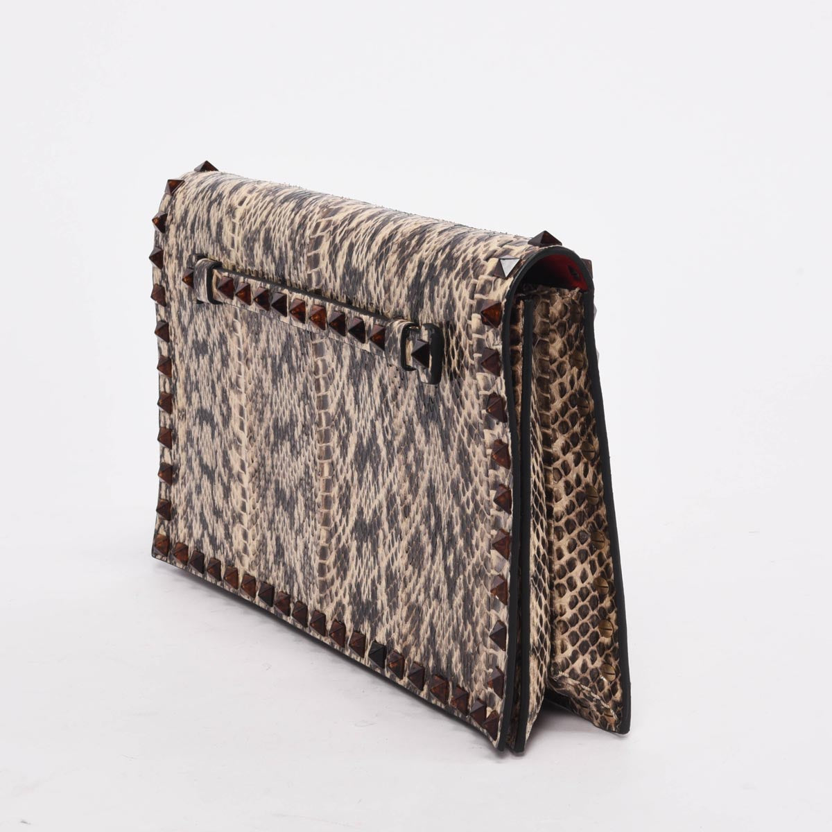 Valentino Beige Elaphe Rockstud Clutch