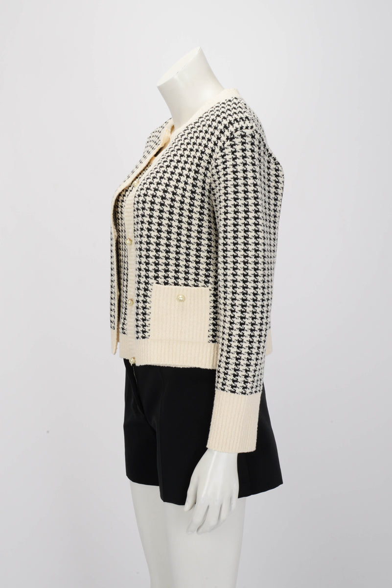Dior Ivory & Black Technical Knit Houndstooth Twinset FR 42