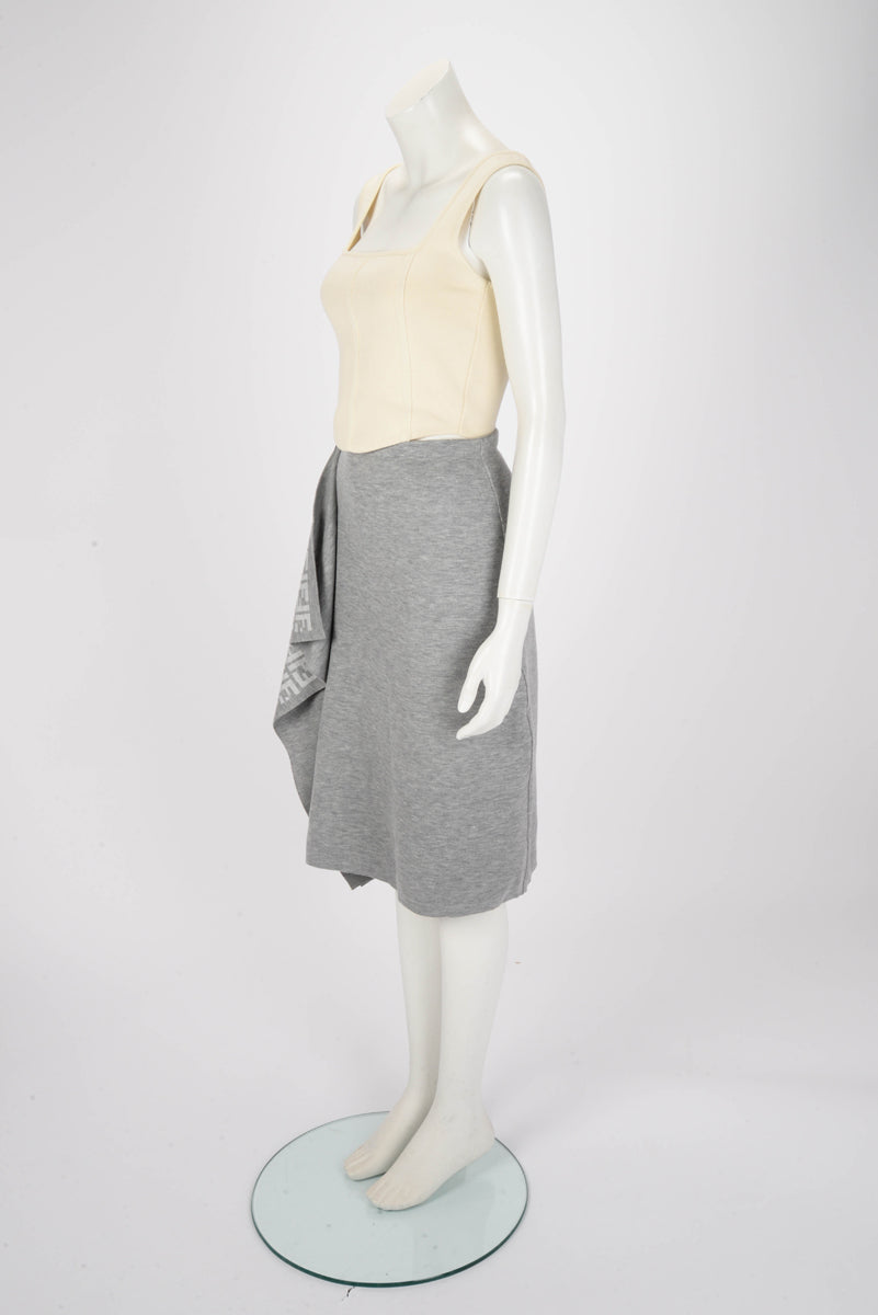 Fendi Grey Wool Asymmetric Midi Skirt IT 38