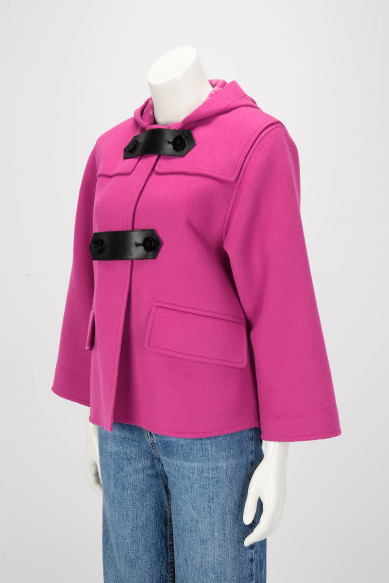 Louis Vuitton Magenta Wool Monogram Duffle Coat FR 36