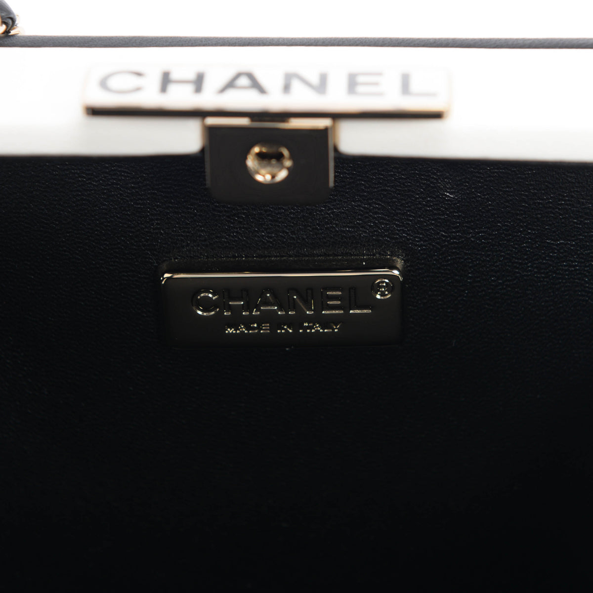 Chanel White Leather No. 5 Parfum Box Minaudiere