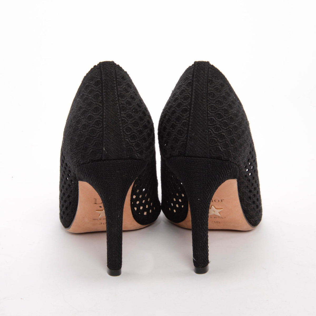 Dior Black Cotton Cannage Capture Pumps 36