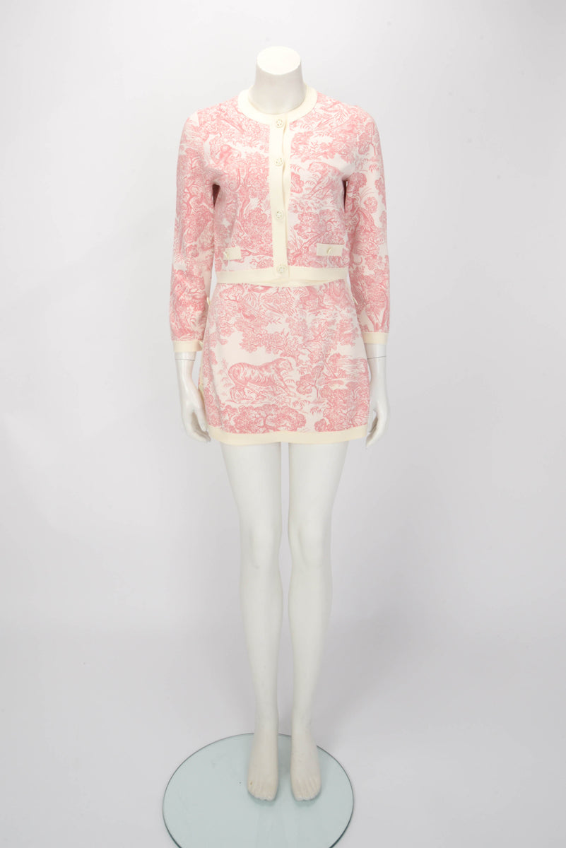 Dior Pink Toile de Jouy Sauvage Cropped Jacket FR 34