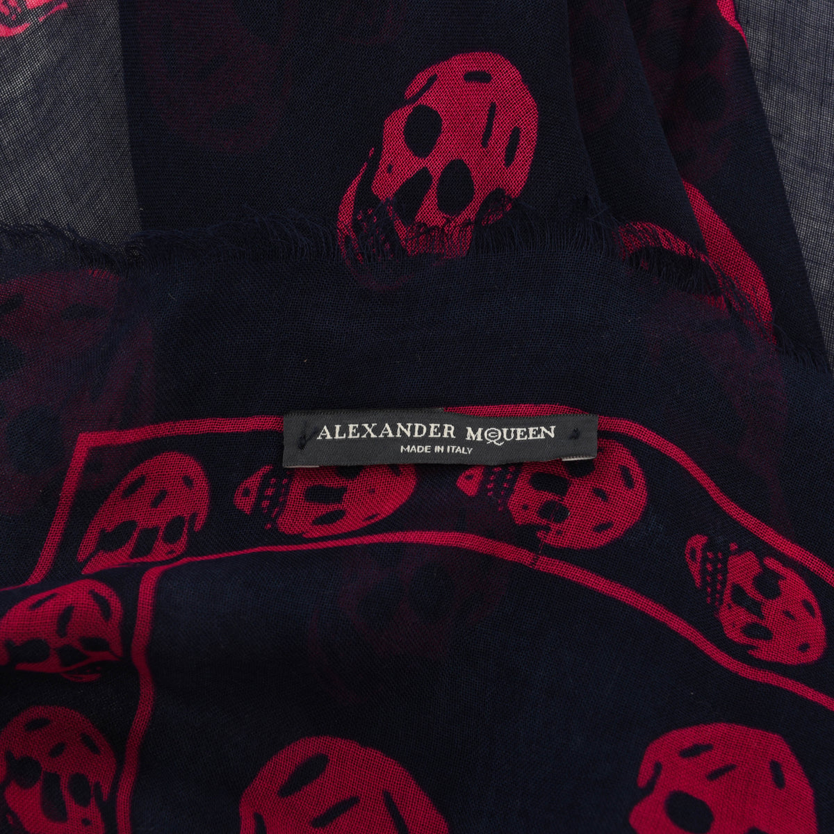 Alexander McQueen Navy & Pink Modal & Silk Skull Scarf