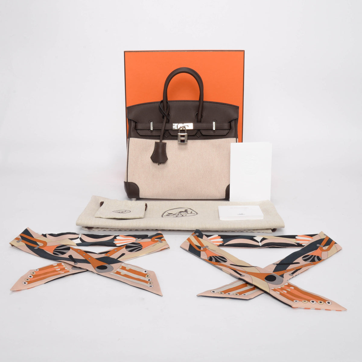 Hermes Moka & Ecru Swift & Toile H Birkin 25