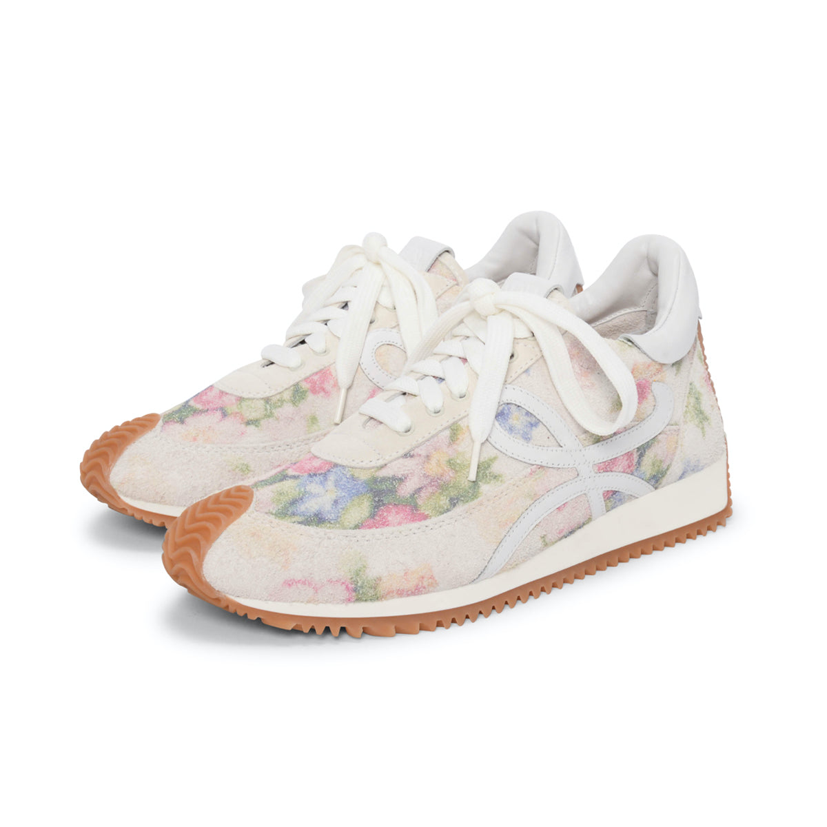 Loewe Floral Print Suede Flow Runner Sneakers 37