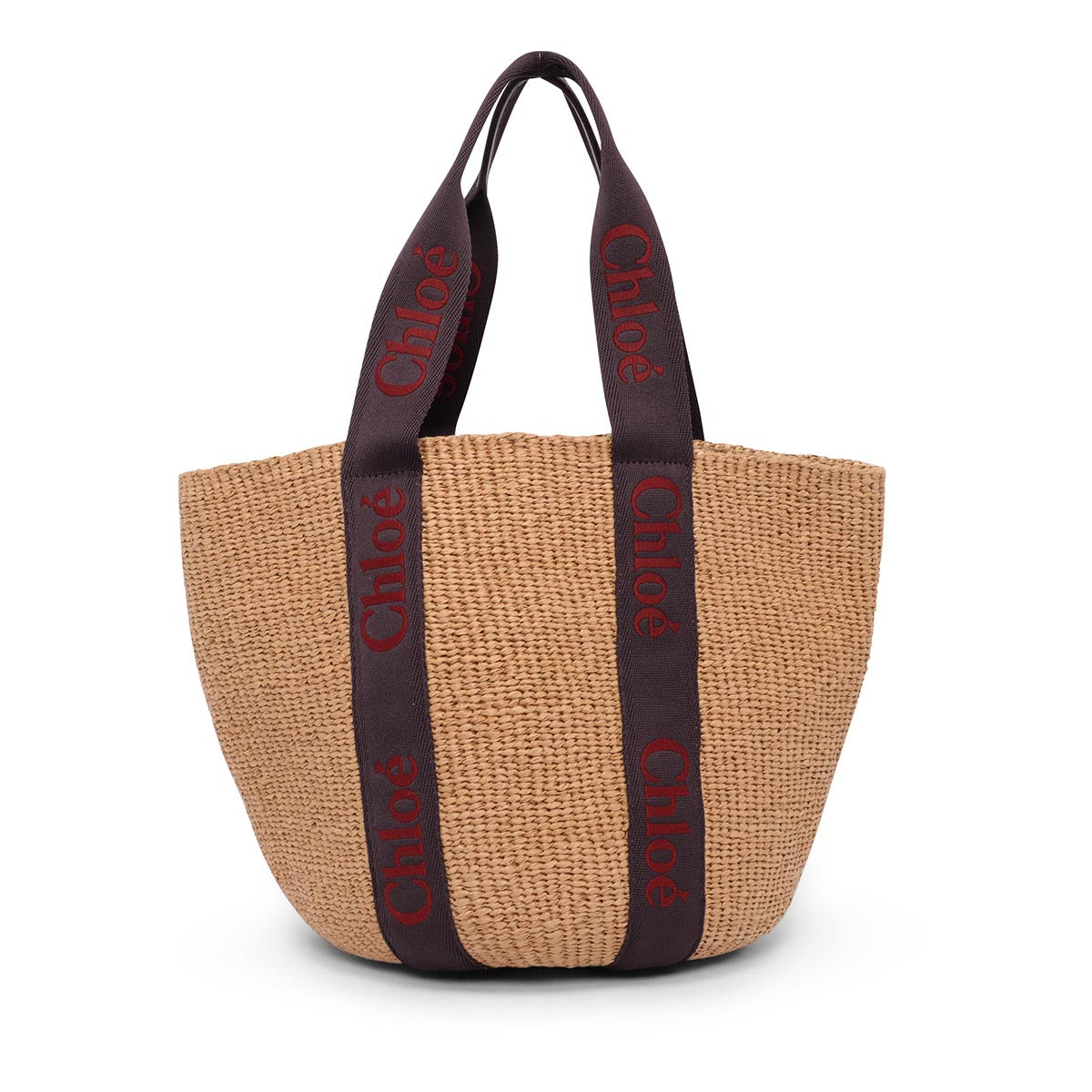 Chloe Purple Raffia Large Woody Basket Tote