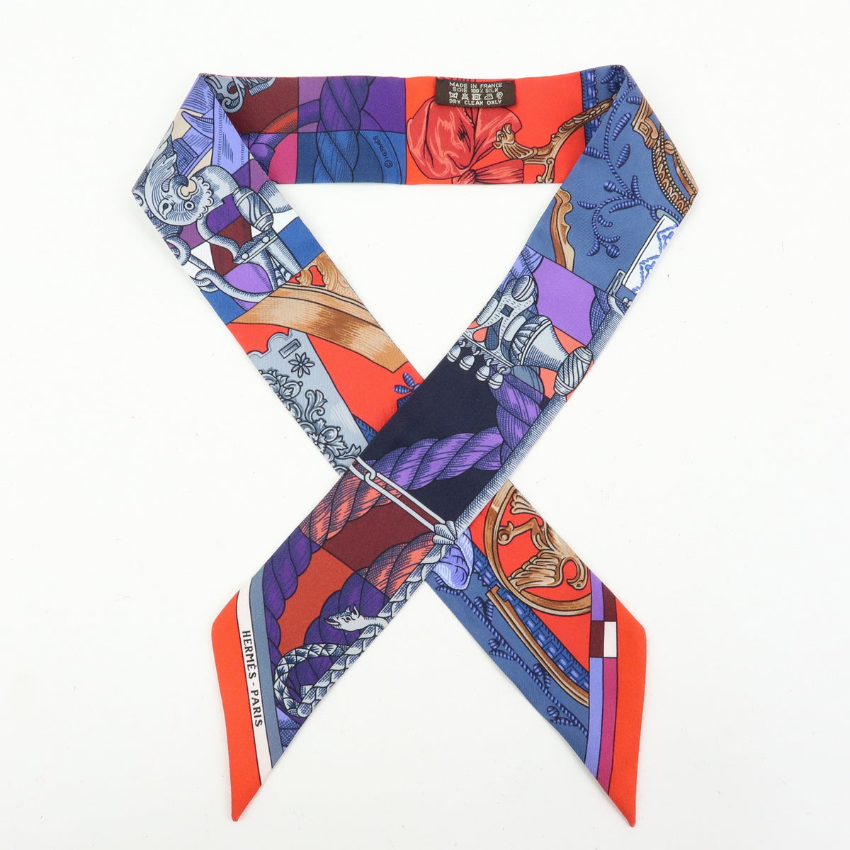 Hermes Red & Blue Cavalleria d'Etriers Twilly