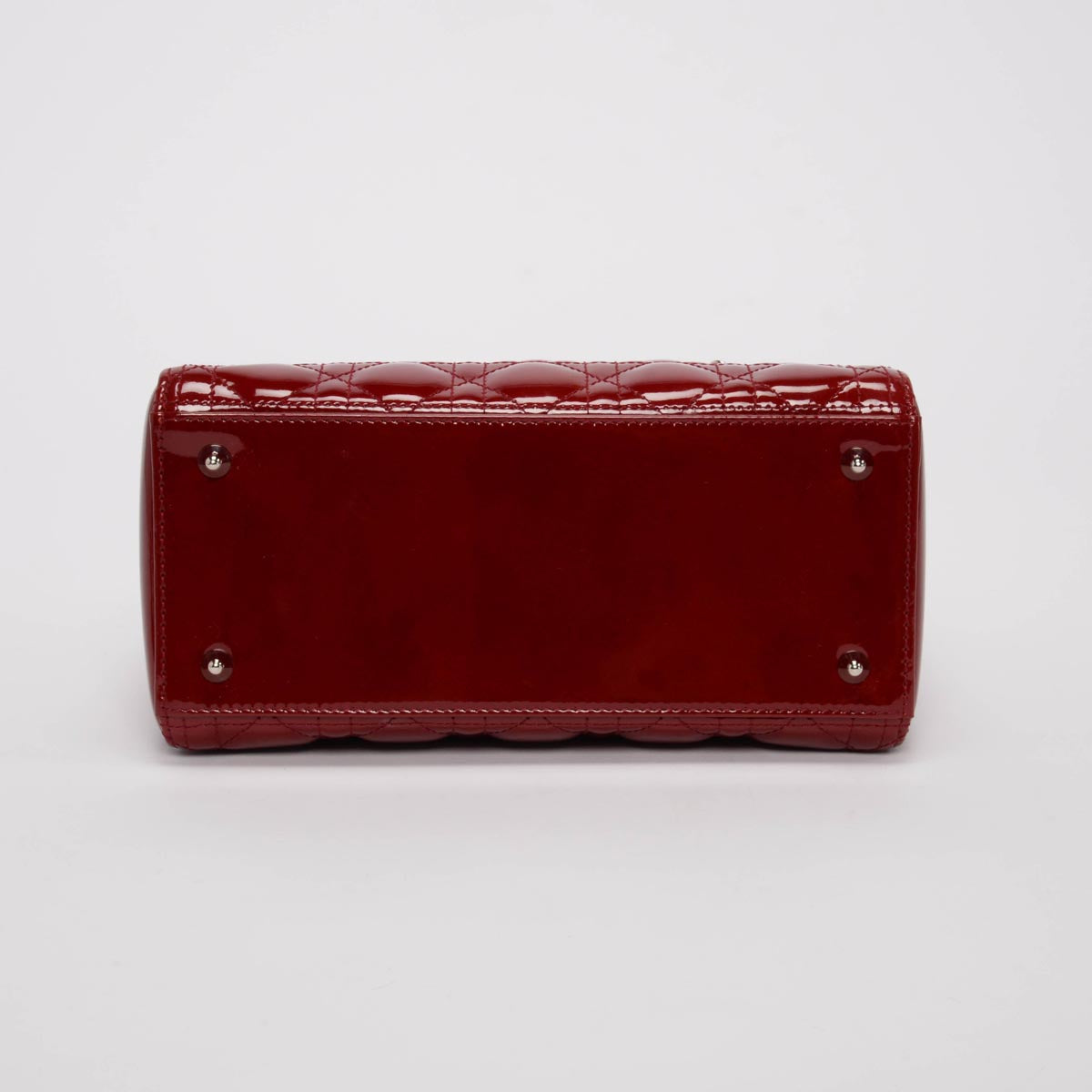 Dior Cherry Red Patent Cannage Medium Lady Dior Bag