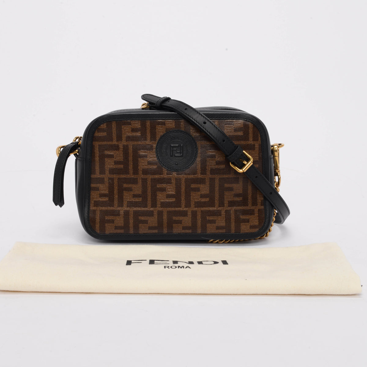 Fendi Tobacco Glazed Canvas FF 1974 Camera Bag