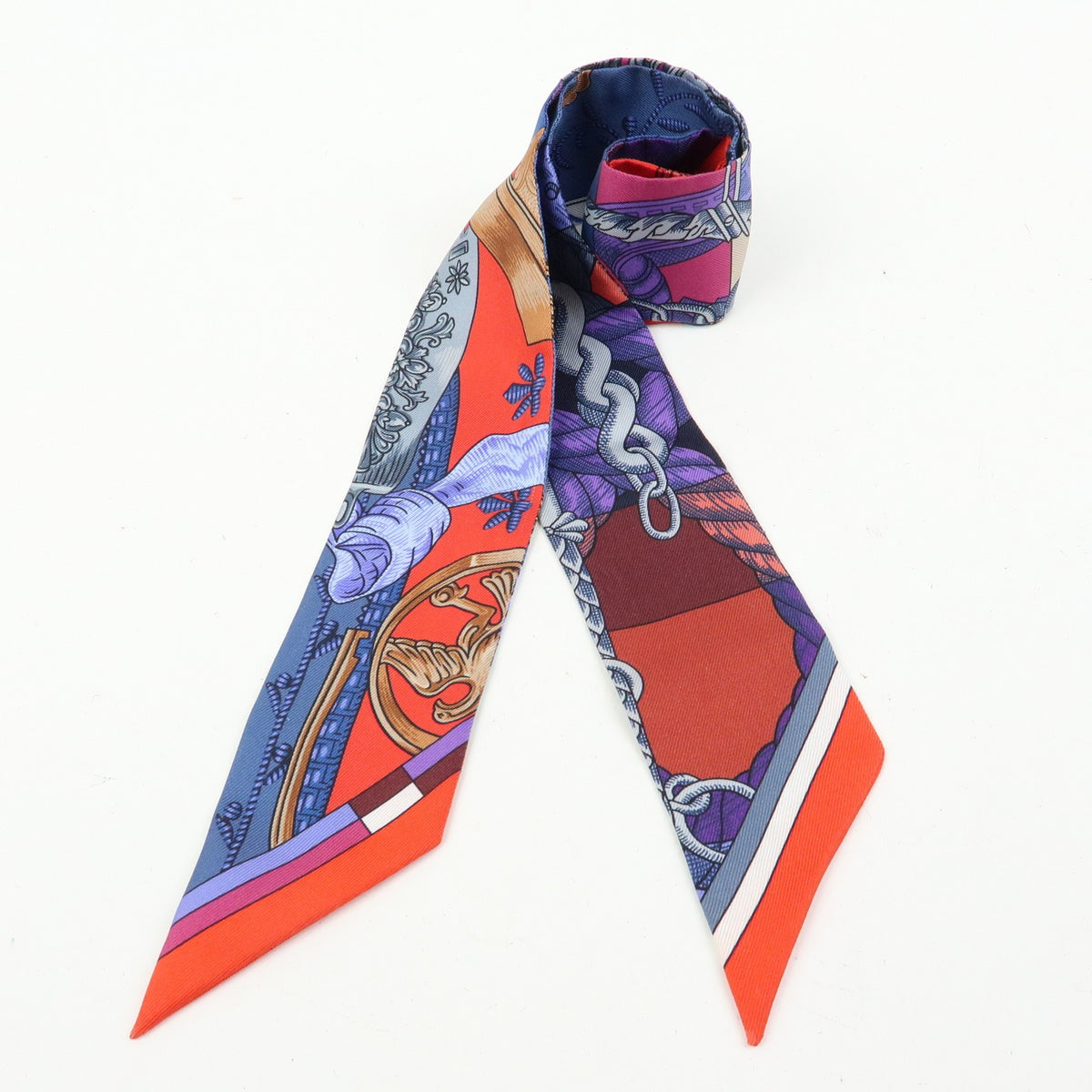 Hermes Red & Blue Cavalleria d'Etriers Twilly