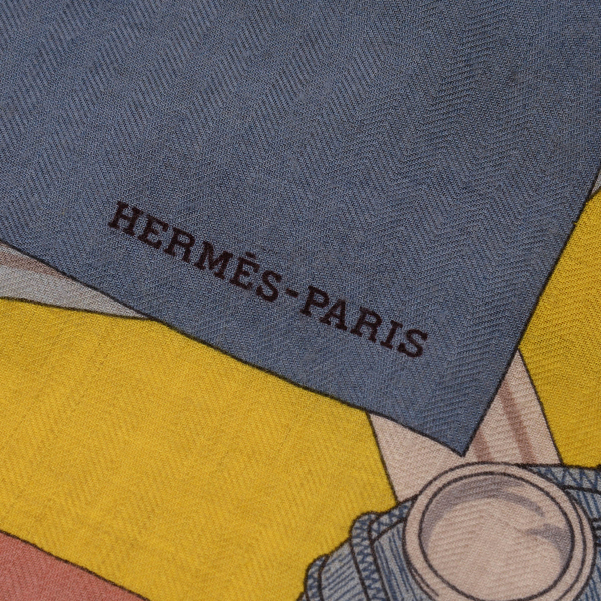 Hermes Blue Jean Cashmere Blend Encadre Eperon d'Or Scarf