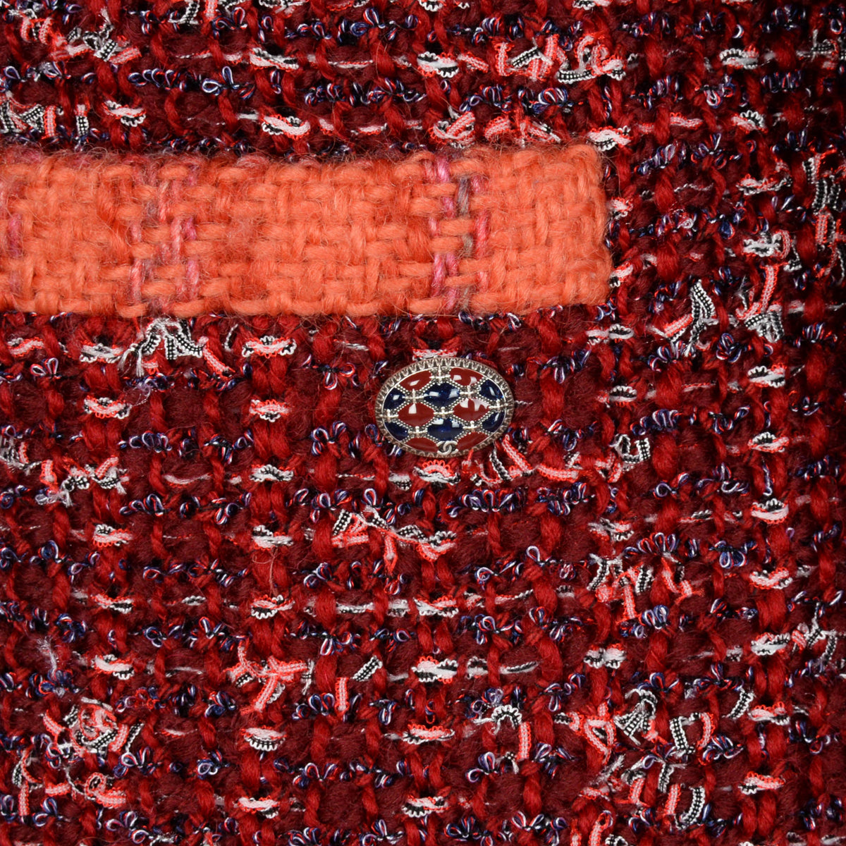 Chanel Red & Orange Fantasy Tweed Jacket FR 40