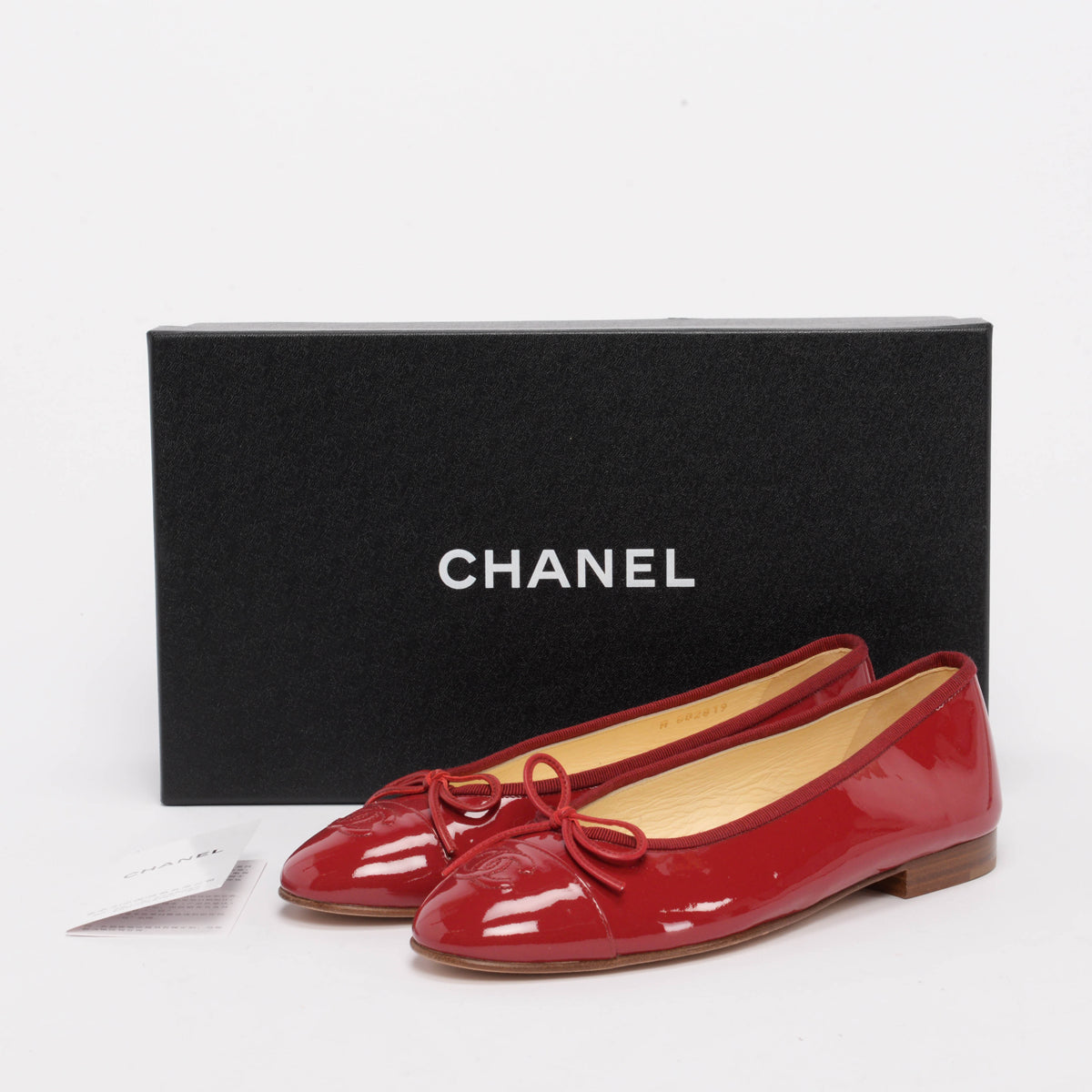 Chanel Red Patent CC Ballerina Flats 38