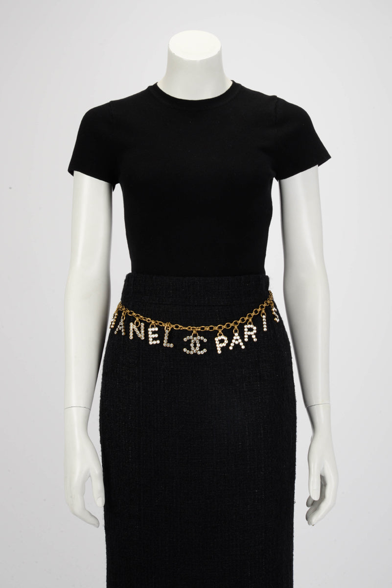 Chanel Aged Gold Crystal CHANEL PARIS CC Chain Belt