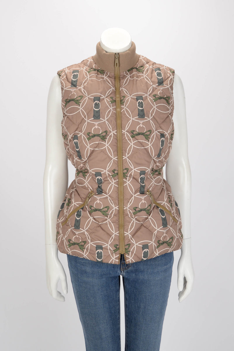 Hermes Khaki La Promenade du Matin Reversible Puffer Vest FR 40