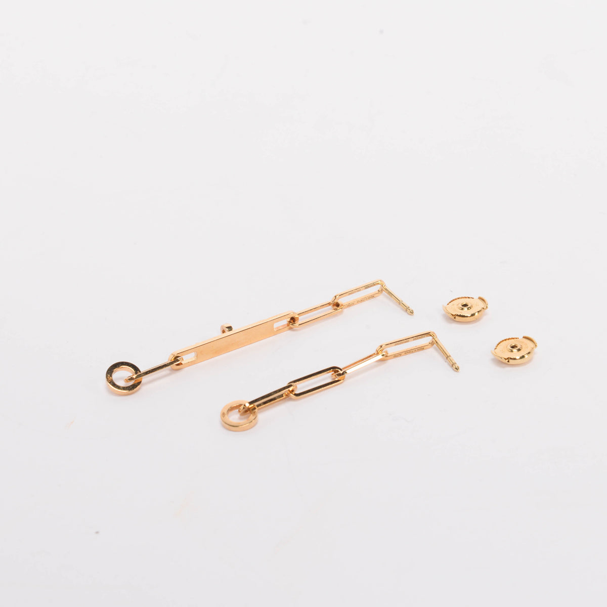 Hermes 18k Gold Very Small Model Kelly Chaine Earrings