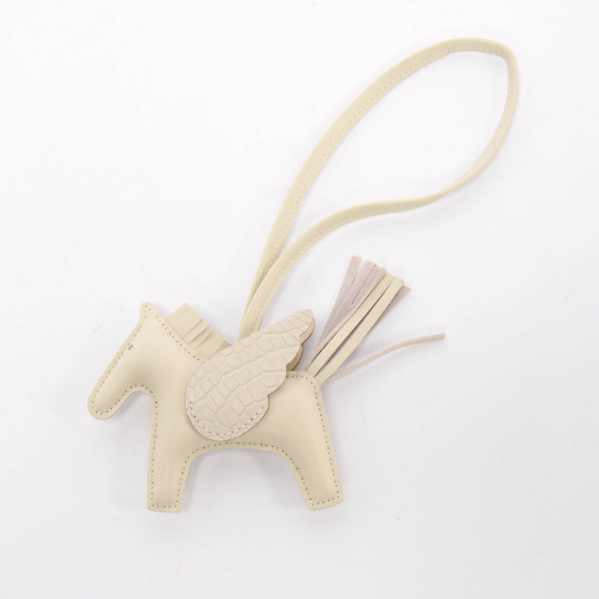 Hermes Craie Lambskin & Alligator Rodeo Pegase PM Bag Charm