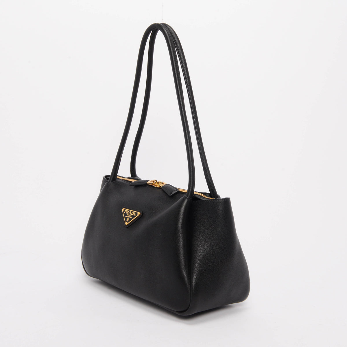 Prada Black Soft Grain Calfskin Medium Shoulder Bag