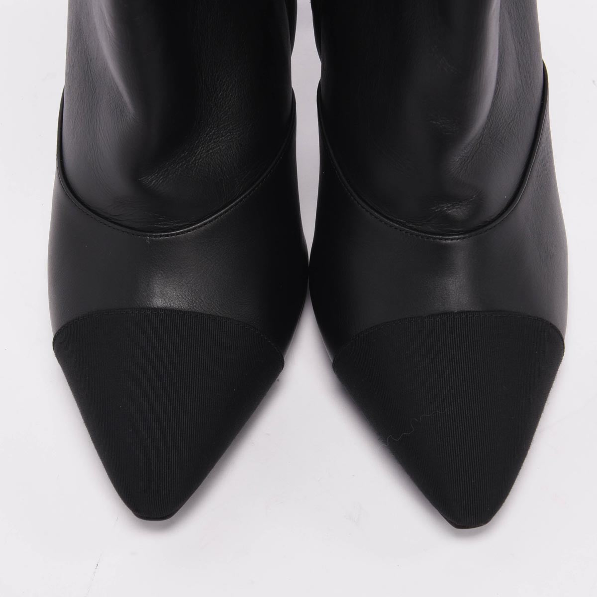 Chanel Black Lambskin Cap Toe Ankle Boots 40