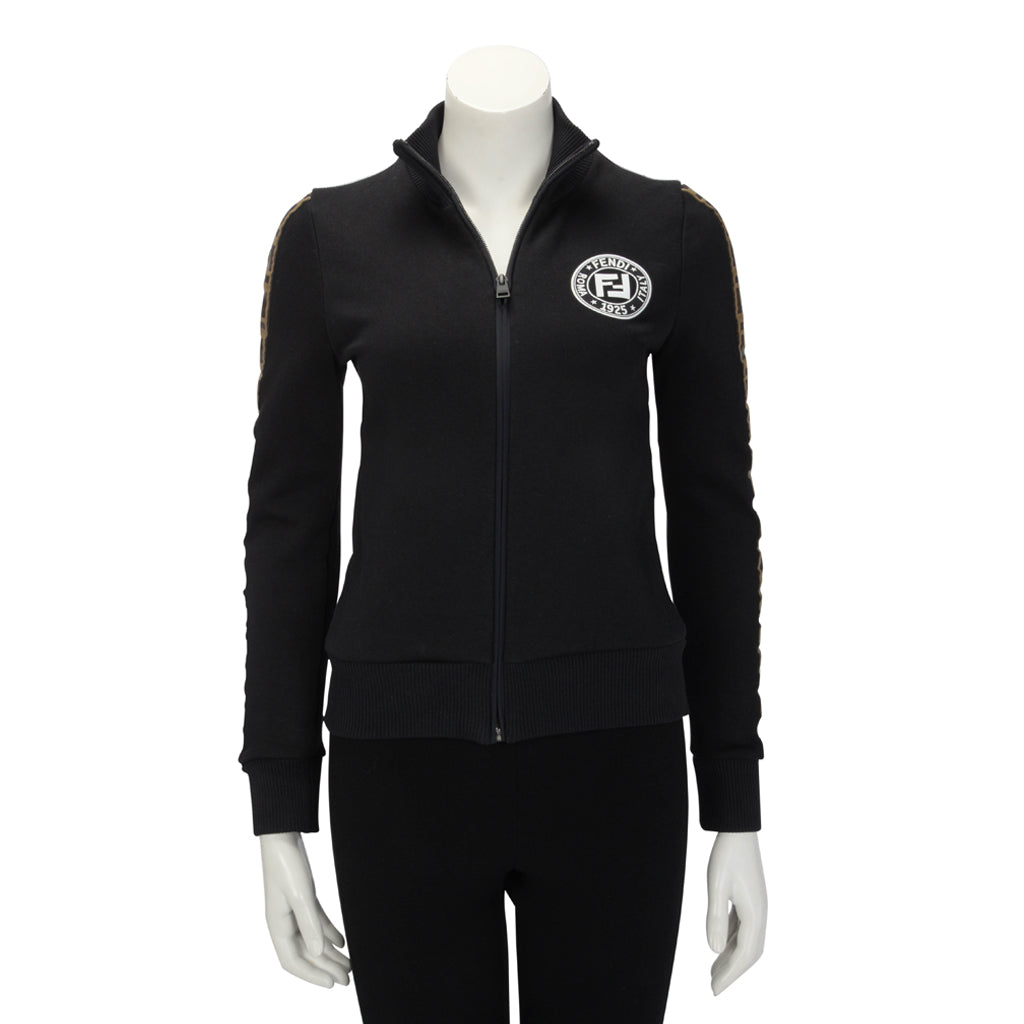 Fendi Black Cotton Logo Track Jacket IT 38