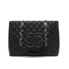 Chanel Black Quilted Caviar Grand Shopping Tote - Blue Spinach