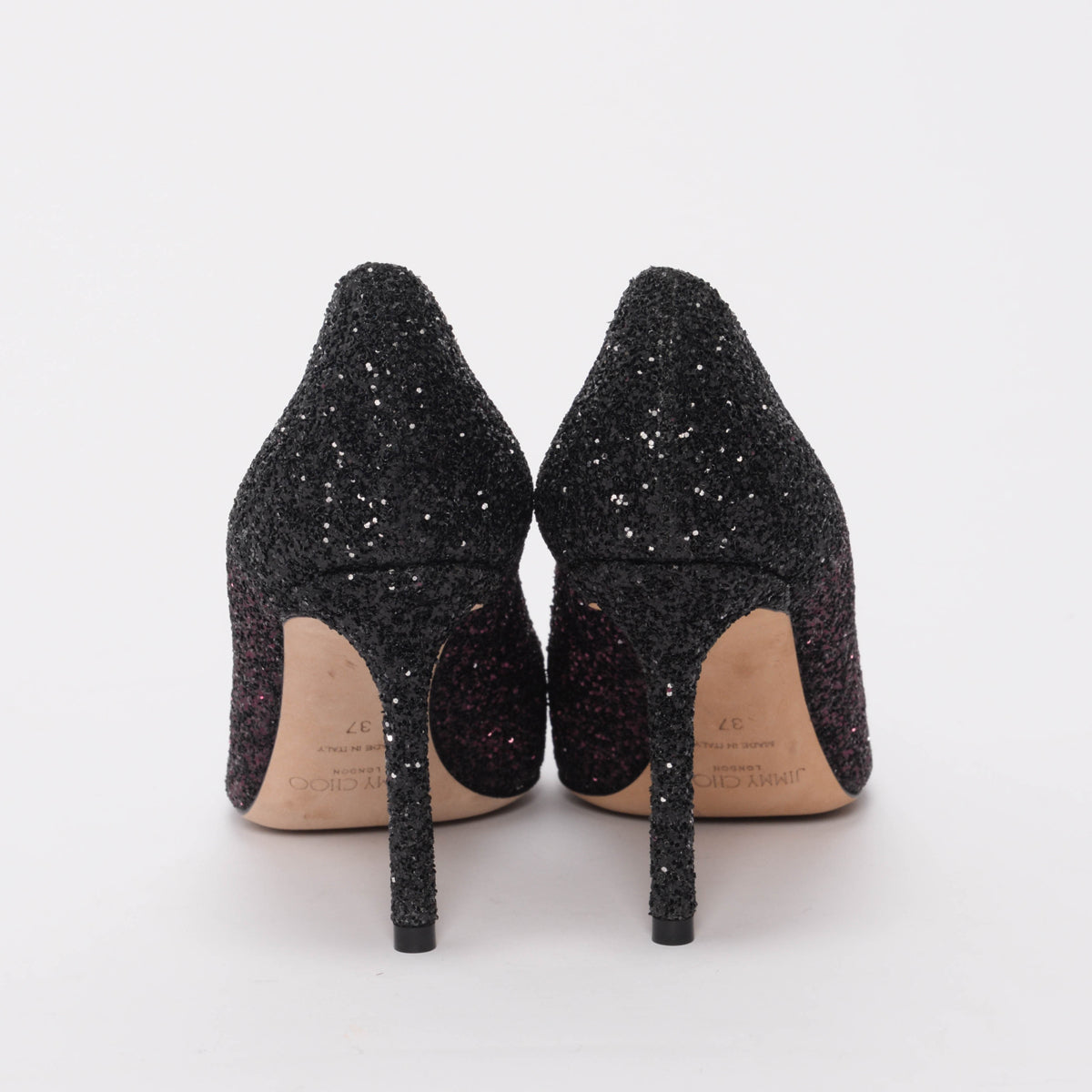 Jimmy Choo Black Ombre Glitter Romy Pumps 37