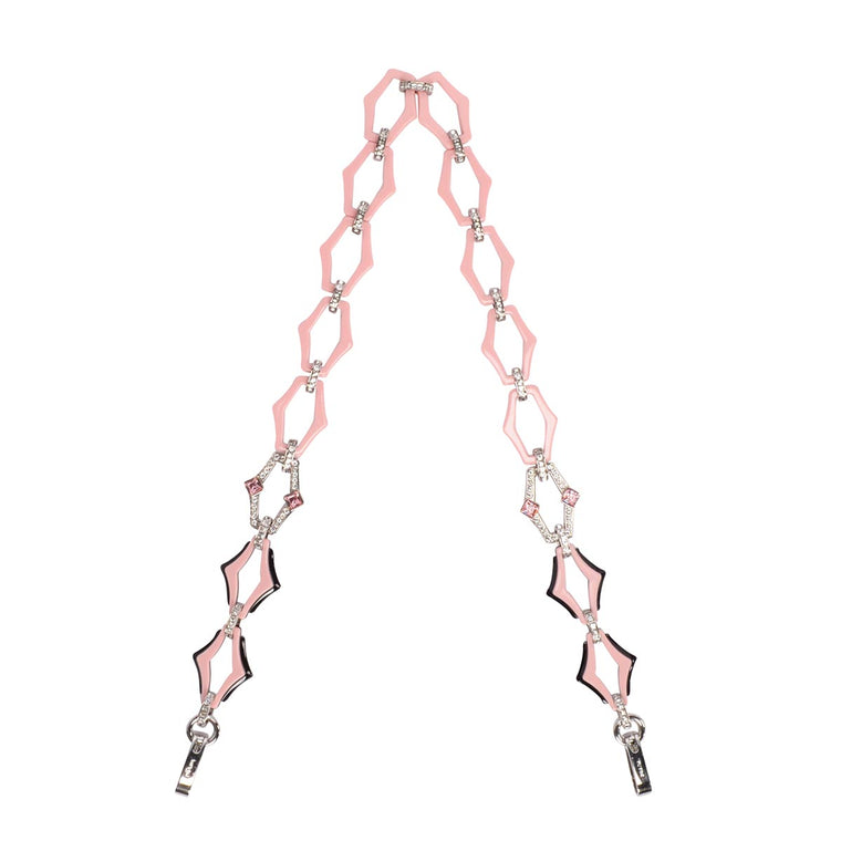Prada Petal Pink Plexiglass Art Deco Crystal Bag Strap