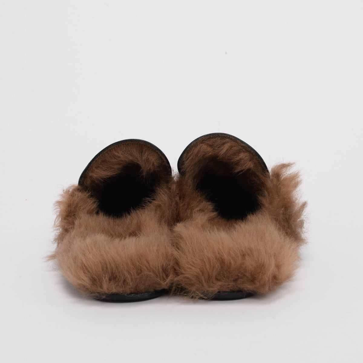 Gucci Black Calfskin & Lamb Fur 2015 Re-Edition Princetown Slippers 9.5