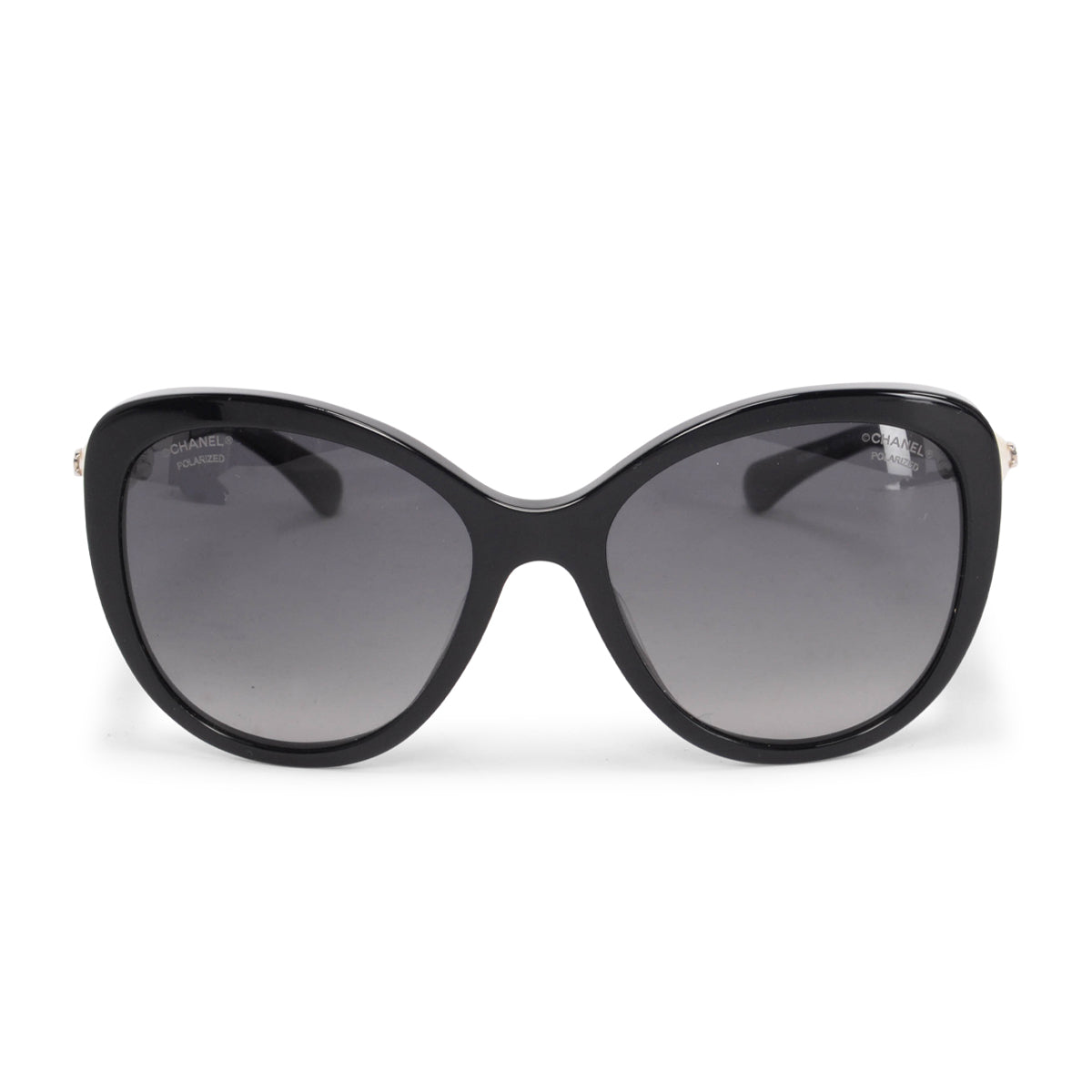 Chanel Black Acetate & Pearl Butterfly Sunglasses