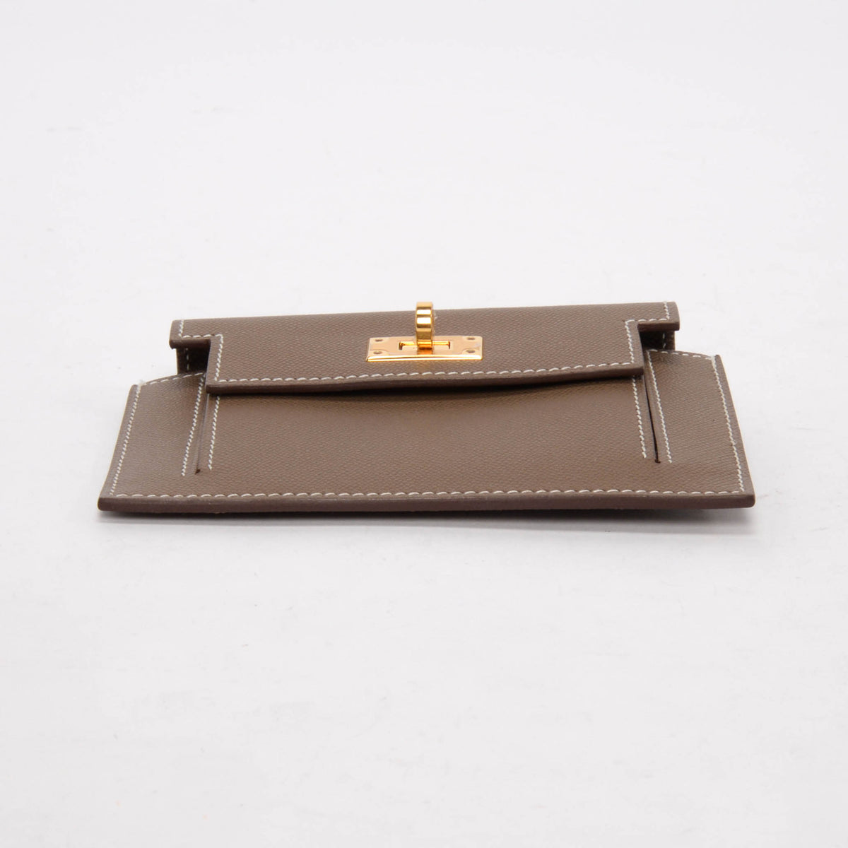 Hermes Etoupe Madame Calfskin Kelly Pocket Compact Wallet