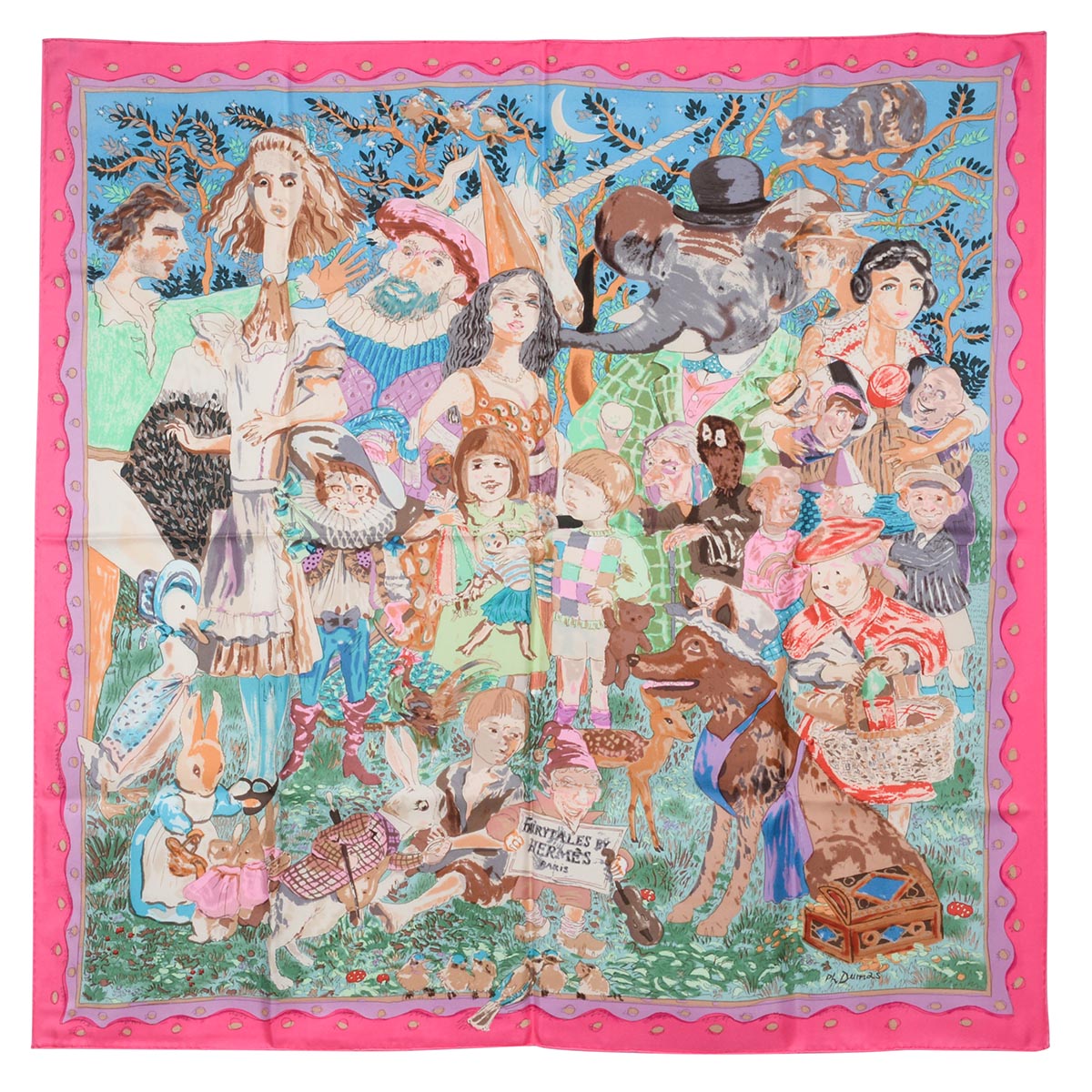 Hermes Pourpre Silk Fairytales Scarf