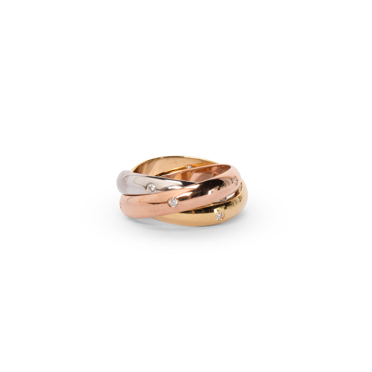 Cartier Tri-Colour Gold 15 Diamond Trinity Ring