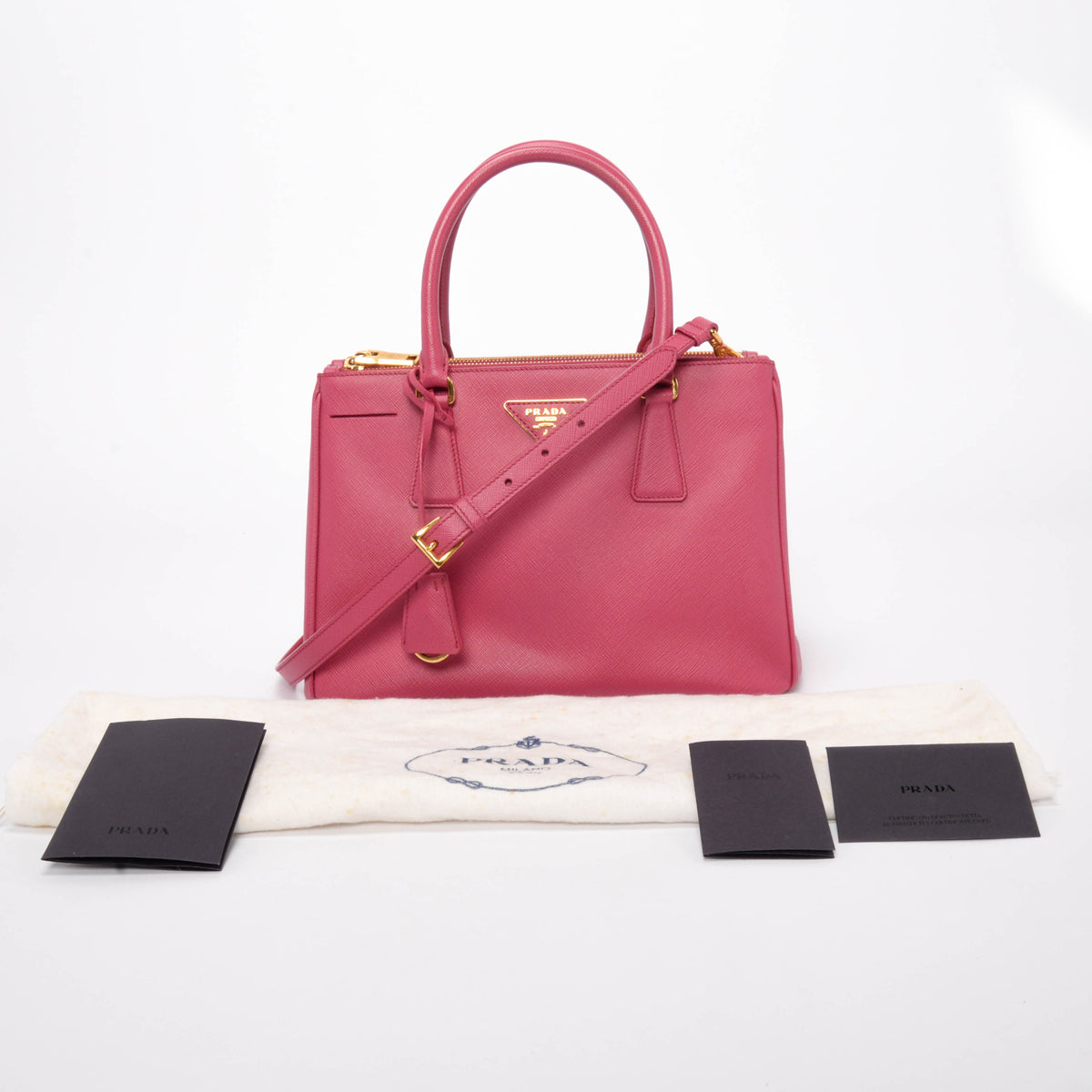 Prada Fuchsia Saffiano Lux Small Galleria Tote