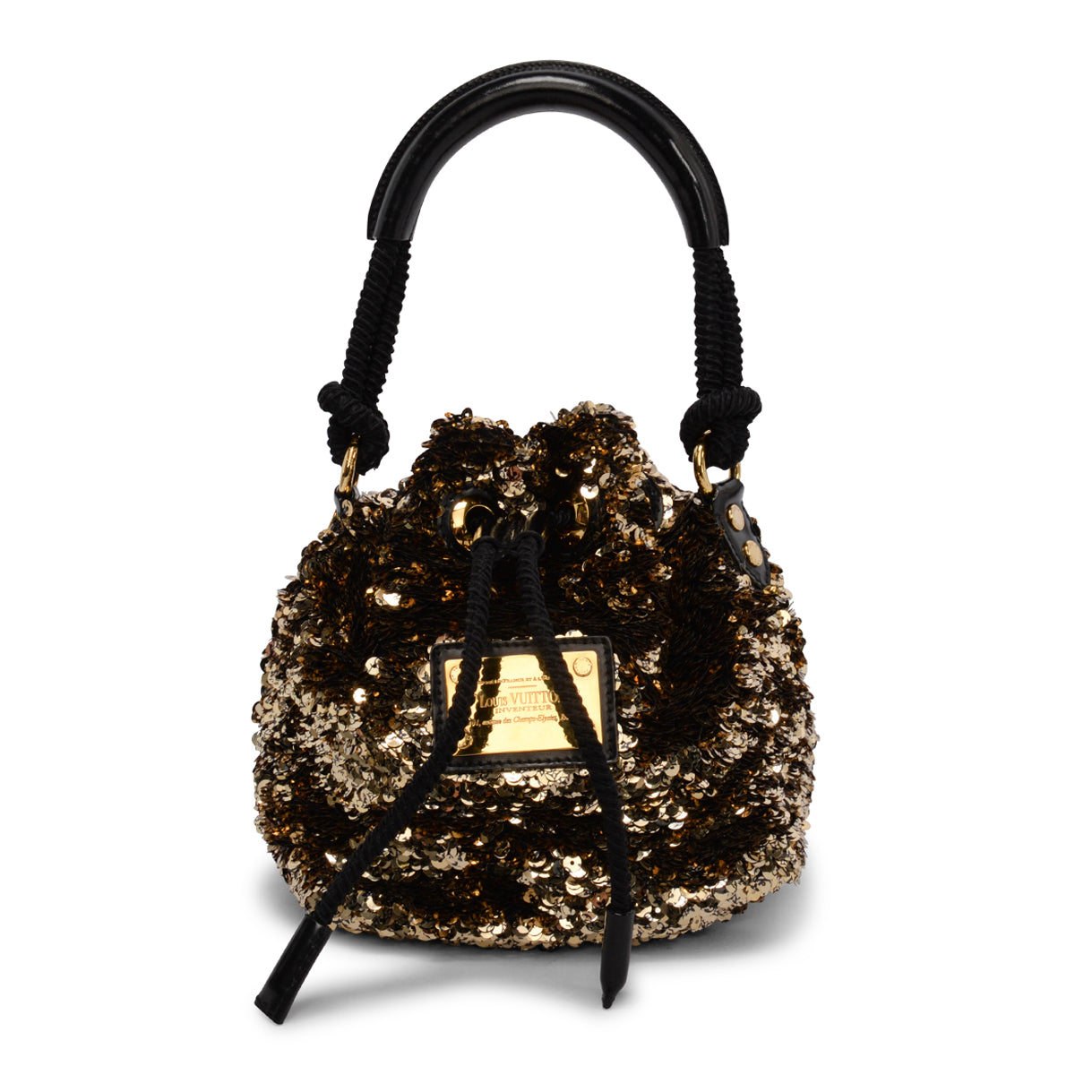 Louis Vuitton Gold Sequin Mini Noe Rococo Bag