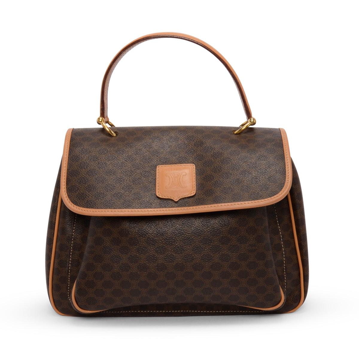 Celine Brown Triomphe Canvas Macadam Top Handle Bag