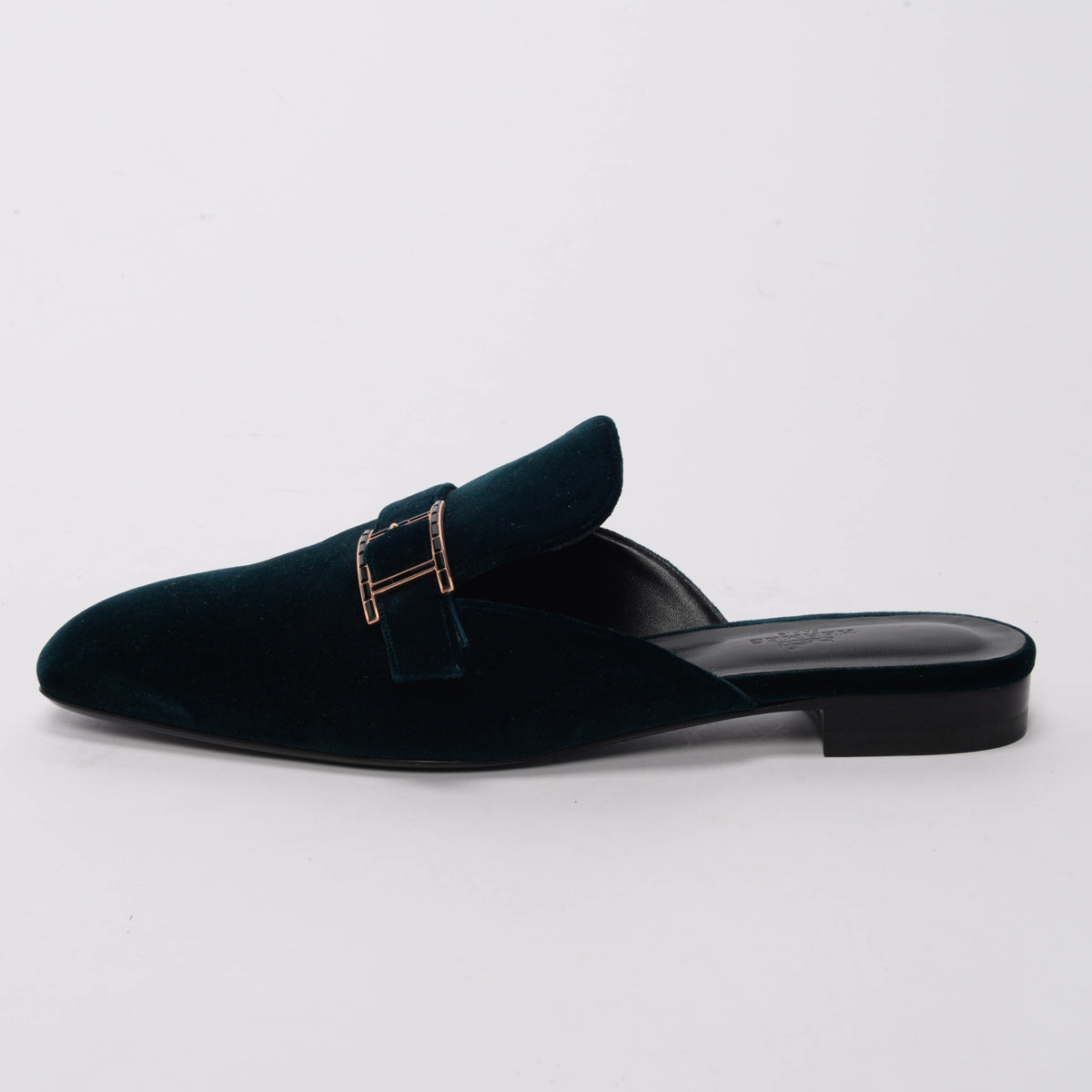 Hermes Petrole Velvet Beauty Mules 41