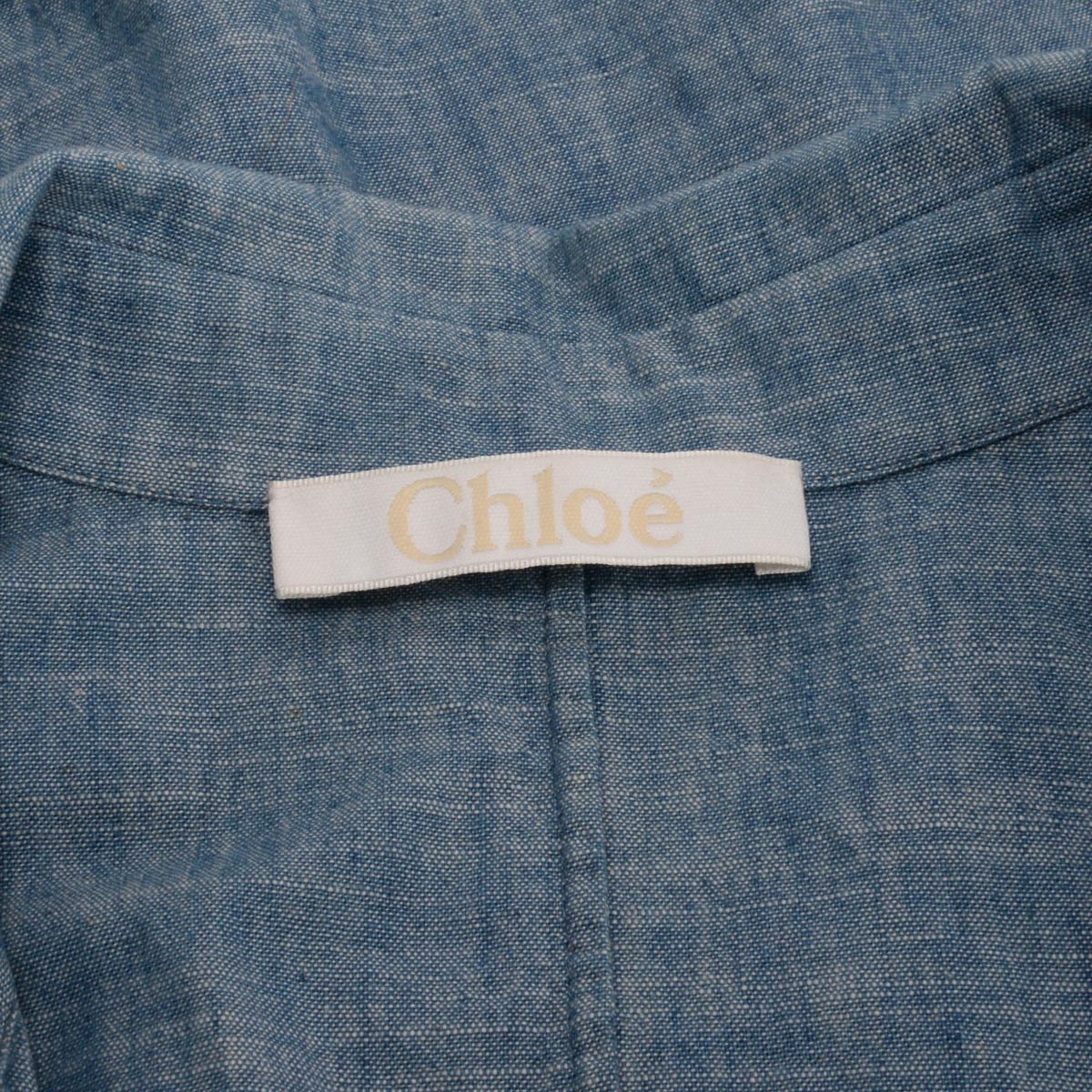 Chloe Chambray Cotton Crochet Trim Shirt  FR 34