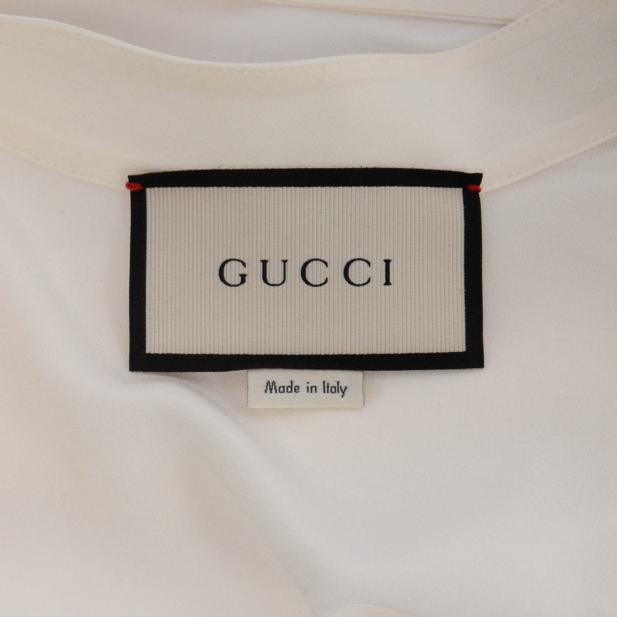 Gucci Off White Silk Tie Neck Blouse IT 40