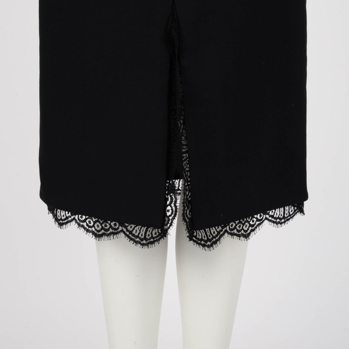 Alexander McQueen Black Wool Blend Lace Trim Skirt IT 40