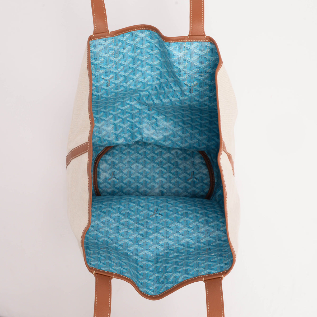 Goyard Turquoise Goyardine Reversible Belharra Tote