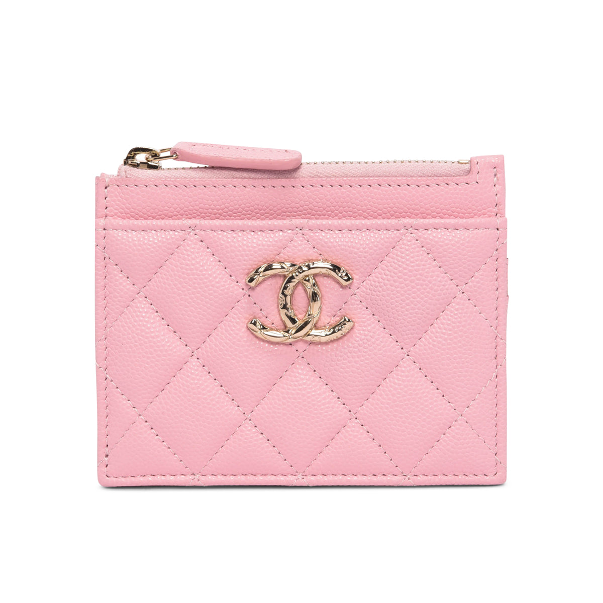 Chanel Pale Pink Caviar CC Zip Card Holder