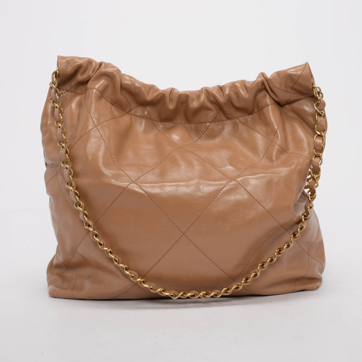 Chanel Camel Shiny Calfskin Small 22 Bag