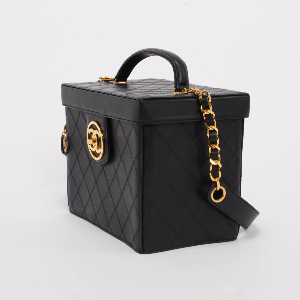 Chanel Black Quilted Lambskin CC Turnlock Vanity Case