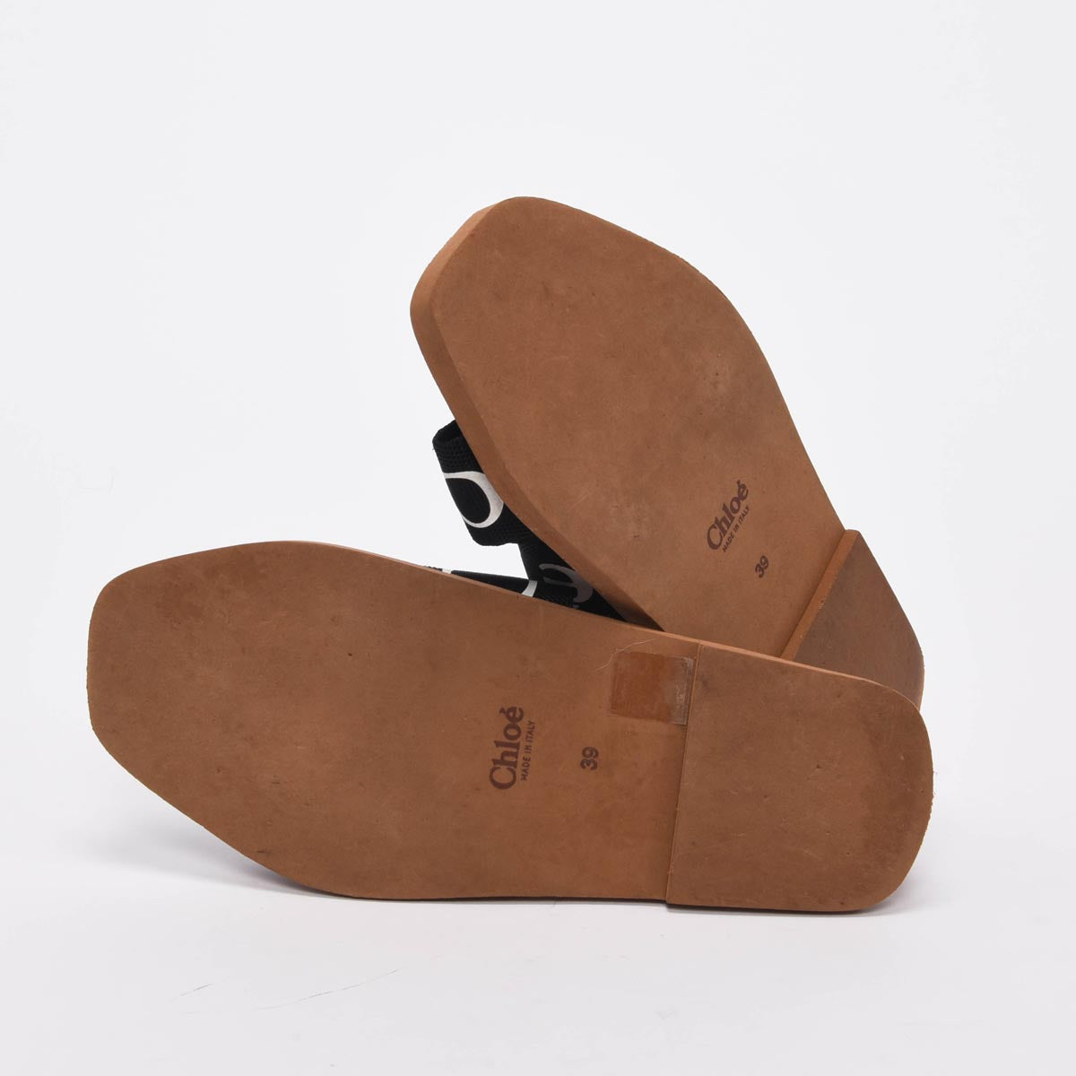 Chloe Black Linen Woody Slides 39