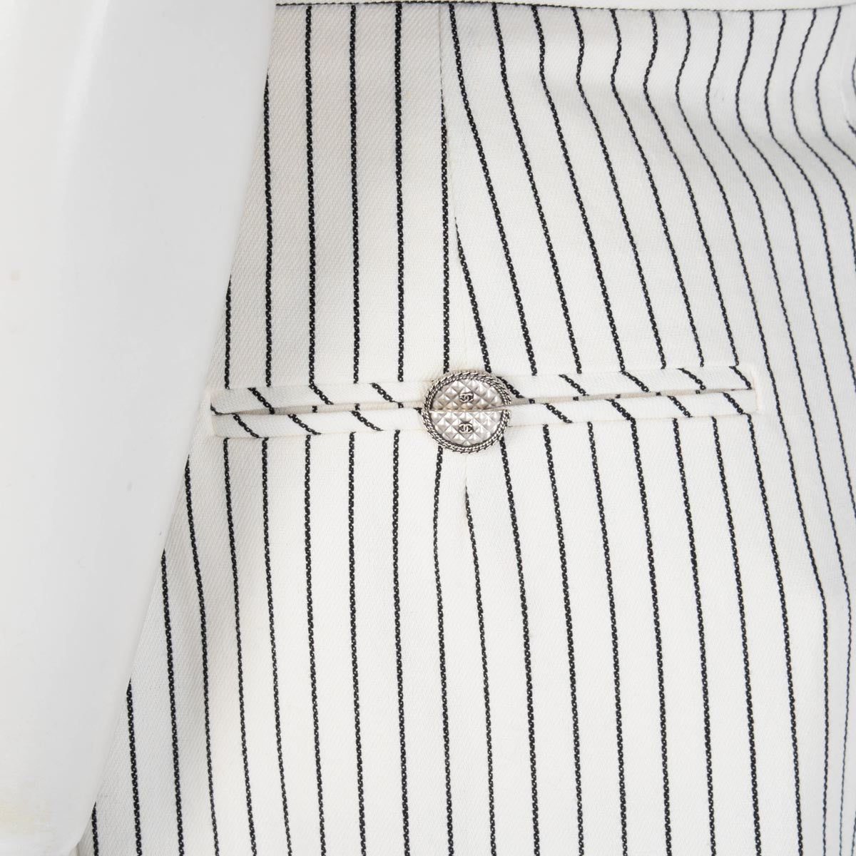 Chanel White & Black Pinstriped Wide Leg Pants FR 40