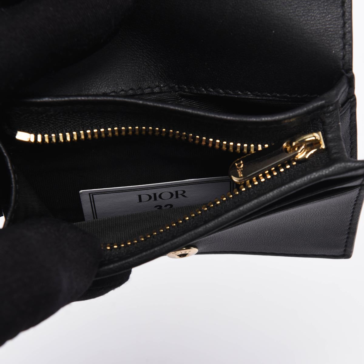 Dior Black Cannage Lambskin Mini Lady Dior Gardenia Wallet