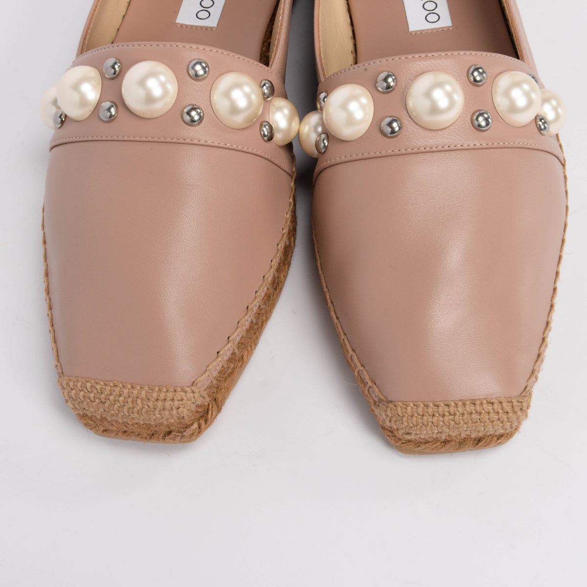 Jimmy Choo Ballet Pink Nappa Leather Dru Pearl Espadrilles 41